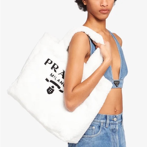Prada Logo Terry Cloth Tote - Picture 1 of 16